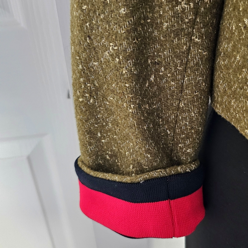A NEW DAY Cropped Speckled Tweed Blazer Jacket in Olive Sz: 4 (Small) - Picture 14 of 16